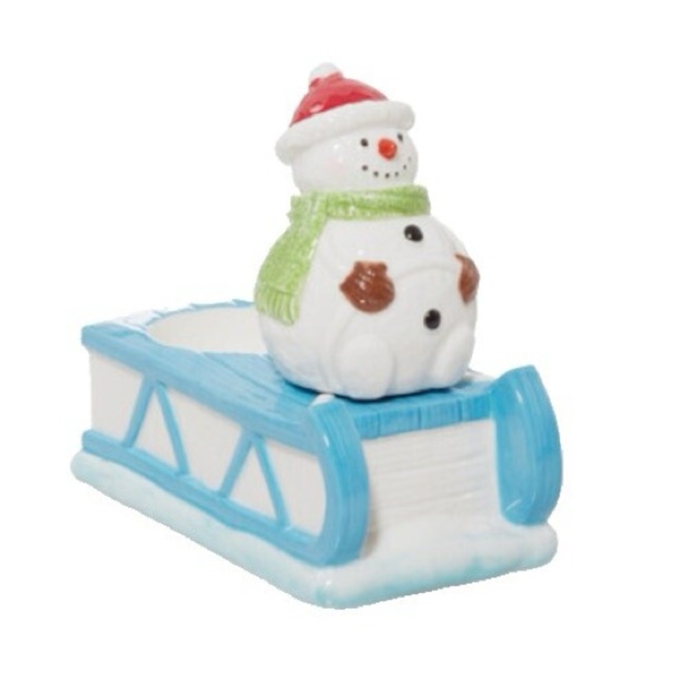 Yankee Candle Set of 2 Ceramic Snowman Sled Votive/Tea Light Candle Holder
